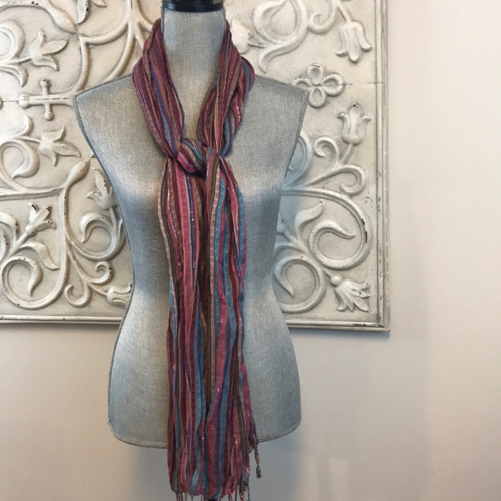 Clearance $5 - Striped scarf with fringe